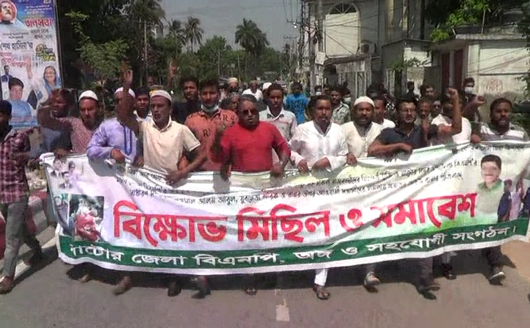 নাটোরে বিএনপি ও অঙ্গ সংগঠনের প্রতিবাদ-বিক্ষোভ মিছিল