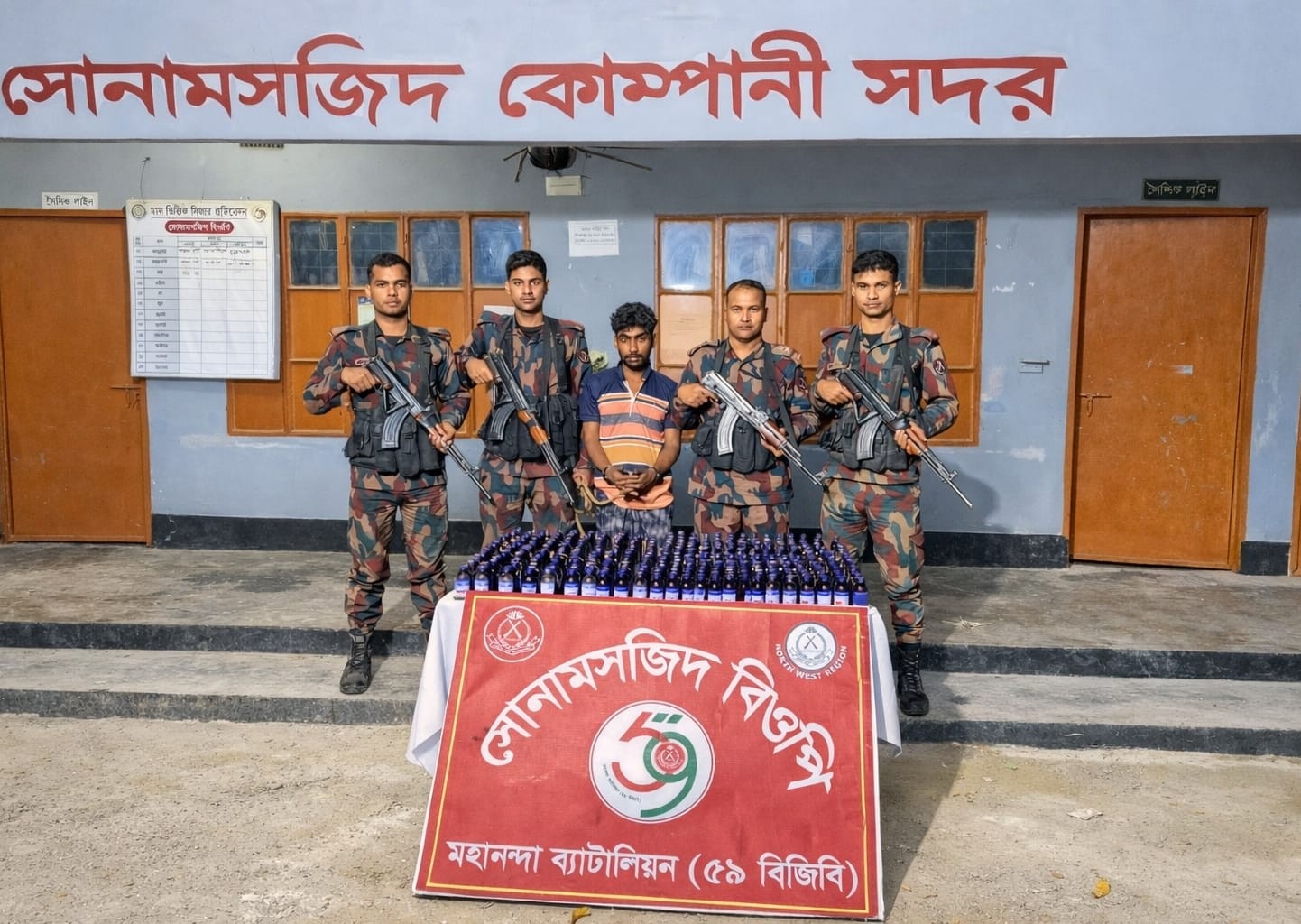 ৫৯ বিজিবি’র অভিযানে নেশাজাতীয় ট্যাবলেট ও সিরাপ উদ্ধার ॥ আটক এক